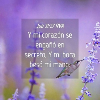 Picture 04 - Job 31:27 RVA - Y mi corazón se engañó en secreto, Y mi boca - Bible Verse Picture