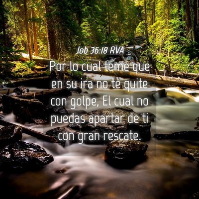 Picture 04 - Job 36:18 RVA - Por lo cual teme que en su ira no te quite con - Bible Verse Picture
