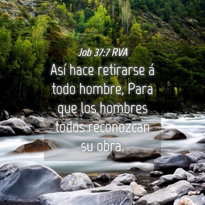 Picture 04 - Job 37:7 RVA - Así hace retirarse á todo hombre, Para que los - Bible Verse Picture
