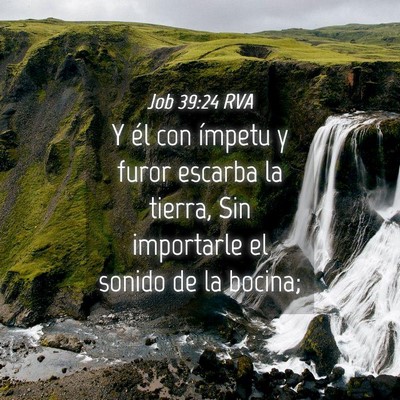 Picture 04 - Job 39:24 RVA - Y él con ímpetu y furor escarba la tierra, Sin - Bible Verse Picture