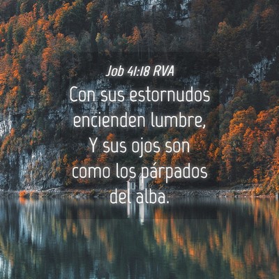 Picture 04 - Job 41:18 RVA - Con sus estornudos encienden lumbre, Y sus ojos - Bible Verse Picture