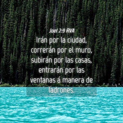 Picture 04 - Joel 2:9 RVA - Irán por la ciudad, correrán por el muro, - Bible Verse Picture