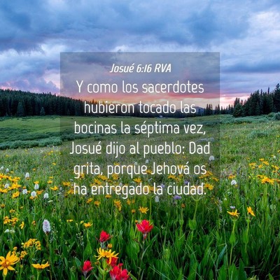 Picture 04 - Josué 6:16 RVA - Y como los sacerdotes hubieron tocado las bocinas - Bible Verse Picture