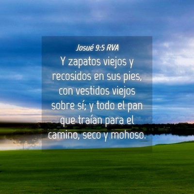 Picture 04 - Josué 9:5 RVA - Y zapatos viejos y recosidos en sus pies, con - Bible Verse Picture
