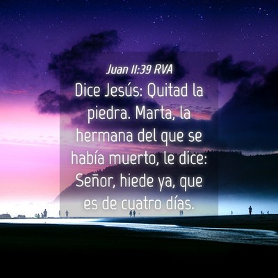 Picture 04 - Juan 11:39 RVA - Dice Jesús: Quitad la piedra. Marta, la hermana - Bible Verse Picture