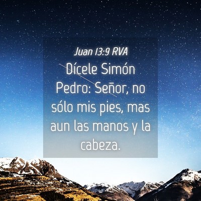 Picture 04 - Juan 13:9 RVA - Dícele Simón Pedro: Señor, no sólo mis pies, - Bible Verse Picture
