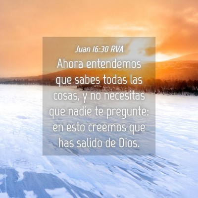 Picture 04 - Juan 16:30 RVA - Ahora entendemos que sabes todas las cosas, y no - Bible Verse Picture