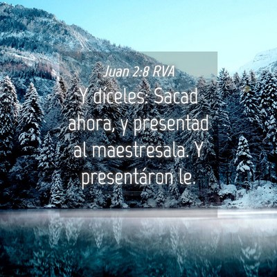 Picture 04 - Juan 2:8 RVA - Y díceles: Sacad ahora, y presentad al - Bible Verse Picture