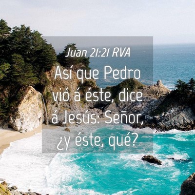 Picture 04 - Juan 21:21 RVA - Así que Pedro vió á éste, dice á Jesús: - Bible Verse Picture
