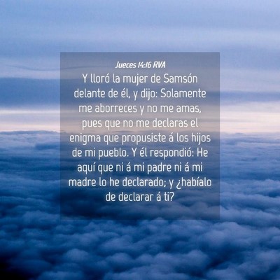 Picture 04 - Jueces 14:16 RVA - Y lloró la mujer de Samsón delante de él, y - Bible Verse Picture