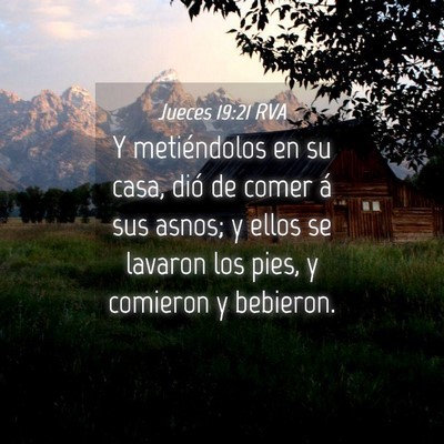 Picture 04 - Jueces 19:21 RVA - Y metiéndolos en su casa, dió de comer á sus - Bible Verse Picture