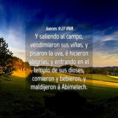 Picture 04 - Jueces 9:27 RVA - Y saliendo al campo, vendimiaron sus viñas, y - Bible Verse Picture