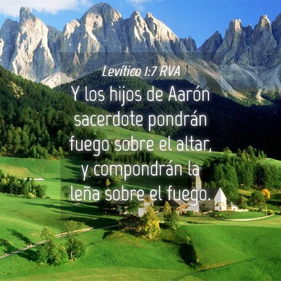 Picture 04 - Levítico 1:7 RVA - Y los hijos de Aarón sacerdote pondrán fuego - Bible Verse Picture