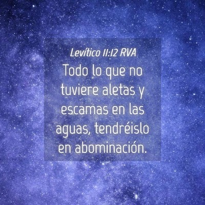 Picture 04 - Levítico 11:12 RVA - Todo lo que no tuviere aletas y escamas en las - Bible Verse Picture