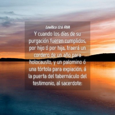 Picture 04 - Levítico 12:6 RVA - Y cuando los días de su purgación fueren - Bible Verse Picture