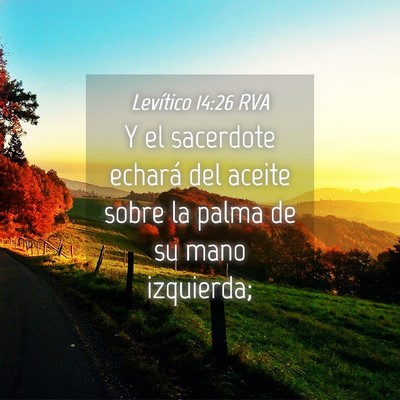 Picture 04 - Levítico 14:26 RVA - Y el sacerdote echará del aceite sobre la palma - Bible Verse Picture