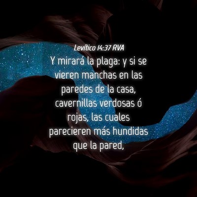 Picture 04 - Levítico 14:37 RVA - Y mirará la plaga: y si se vieren manchas en las - Bible Verse Picture