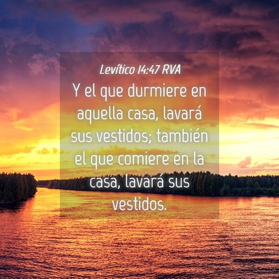 Picture 04 - Levítico 14:47 RVA - Y el que durmiere en aquella casa, lavará sus - Bible Verse Picture