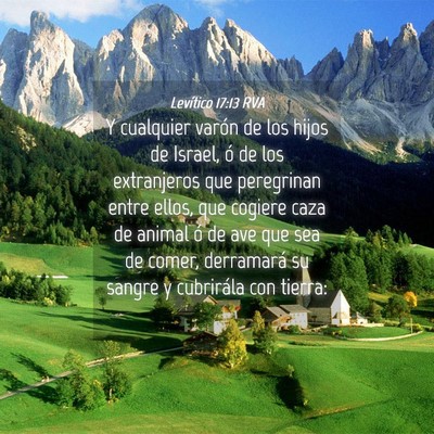 Picture 04 - Levítico 17:13 RVA - Y cualquier varón de los hijos de Israel, ó de - Bible Verse Picture