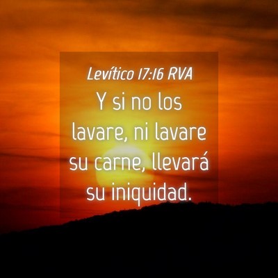 Picture 04 - Levítico 17:16 RVA - Y si no los lavare, ni lavare su carne, llevará - Bible Verse Picture