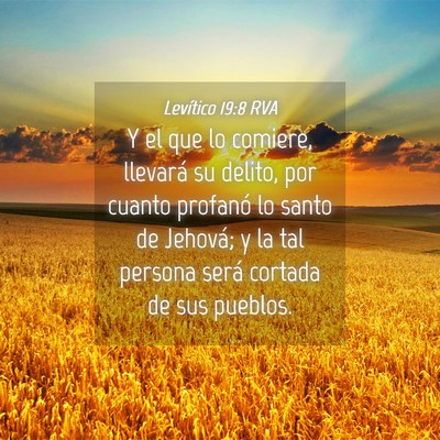 Picture 04 - Levítico 19:8 RVA - Y el que lo comiere, llevará su delito, por - Bible Verse Picture