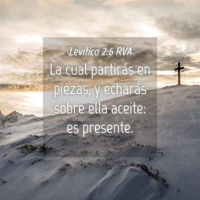 Picture 04 - Levítico 2:6 RVA - La cual partirás en piezas, y echarás sobre - Bible Verse Picture