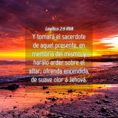 Picture 04 - Levítico 2:9 RVA - Y tomará el sacerdote de aquel presente, en - Bible Verse Picture
