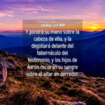 Picture 04 - Levítico 3:13 RVA - Y pondrá su mano sobre la cabeza de ella, y la - Bible Verse Picture