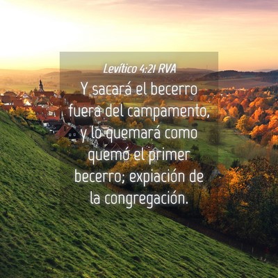 Picture 04 - Levítico 4:21 RVA - Y sacará el becerro fuera del campamento, y lo - Bible Verse Picture