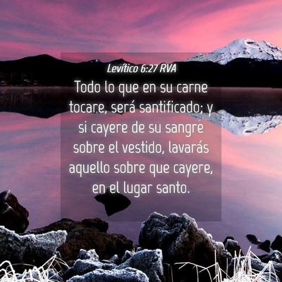 Picture 04 - Levítico 6:27 RVA - Todo lo que en su carne tocare, será - Bible Verse Picture