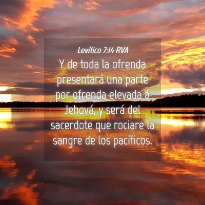 Picture 04 - Levítico 7:14 RVA - Y de toda la ofrenda presentará una parte por - Bible Verse Picture