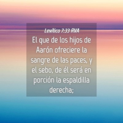 Picture 04 - Levítico 7:33 RVA - El que de los hijos de Aarón ofreciere la sangre - Bible Verse Picture
