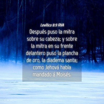 Picture 04 - Levítico 8:9 RVA - Después puso la mitra sobre su cabeza; y sobre - Bible Verse Picture
