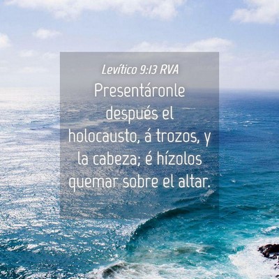 Picture 04 - Levítico 9:13 RVA - Presentáronle después el holocausto, á trozos, - Bible Verse Picture