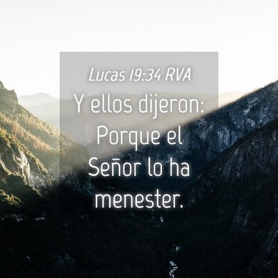 Picture 04 - Lucas 19:34 RVA - Y ellos dijeron: Porque el Señor lo ha - Bible Verse Picture