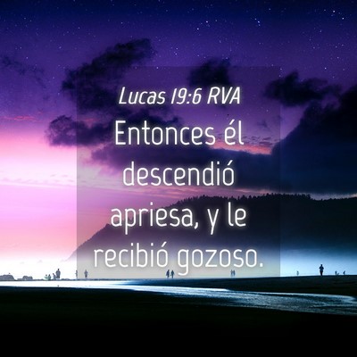 Picture 04 - Lucas 19:6 RVA - Entonces él descendió apriesa, y le recibió - Bible Verse Picture