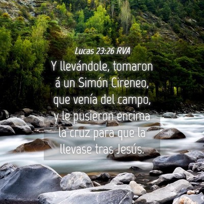 Picture 04 - Lucas 23:26 RVA - Y llevándole, tomaron á un Simón Cireneo, que - Bible Verse Picture