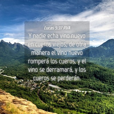 Picture 04 - Lucas 5:37 RVA - Y nadie echa vino nuevo en cueros viejos; de otra - Bible Verse Picture