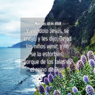 Picture 04 - Marcos 10:14 RVA - Y viéndolo Jesús, se enojó, y les dijo: Dejad - Bible Verse Picture