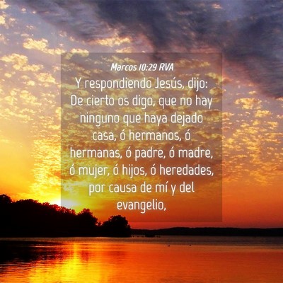 Picture 04 - Marcos 10:29 RVA - Y respondiendo Jesús, dijo: De cierto os digo, - Bible Verse Picture