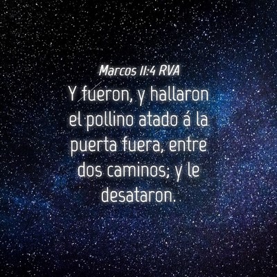 Picture 04 - Marcos 11:4 RVA - Y fueron, y hallaron el pollino atado á la - Bible Verse Picture