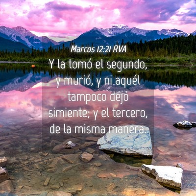 Picture 04 - Marcos 12:21 RVA - Y la tomó el segundo, y murió, y ni aquél - Bible Verse Picture