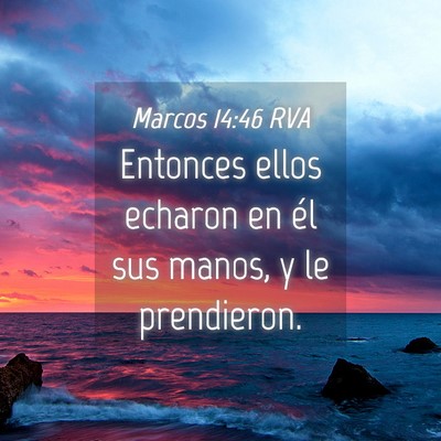 Picture 04 - Marcos 14:46 RVA - Entonces ellos echaron en él sus manos, y le - Bible Verse Picture
