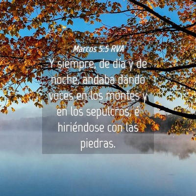 Picture 04 - Marcos 5:5 RVA - Y siempre, de día y de noche, andaba dando voces - Bible Verse Picture