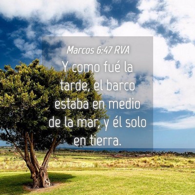 Picture 04 - Marcos 6:47 RVA - Y como fué la tarde, el barco estaba en medio de - Bible Verse Picture