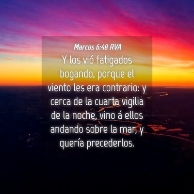 Picture 04 - Marcos 6:48 RVA - Y los vió fatigados bogando, porque el viento - Bible Verse Picture