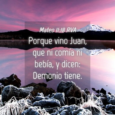 Picture 04 - Mateo 11:18 RVA - Porque vino Juan, que ni comía ni bebía, y - Bible Verse Picture