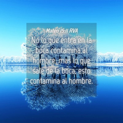 Picture 04 - Mateo 15:11 RVA - No lo que entra en la boca contamina al hombre; - Bible Verse Picture