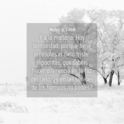 Picture 04 - Mateo 16:3 RVA - Y á la mañana: Hoy tempestad; porque tiene - Bible Verse Picture