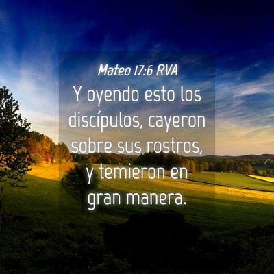 Picture 04 - Mateo 17:6 RVA - Y oyendo esto los discípulos, cayeron sobre sus - Bible Verse Picture